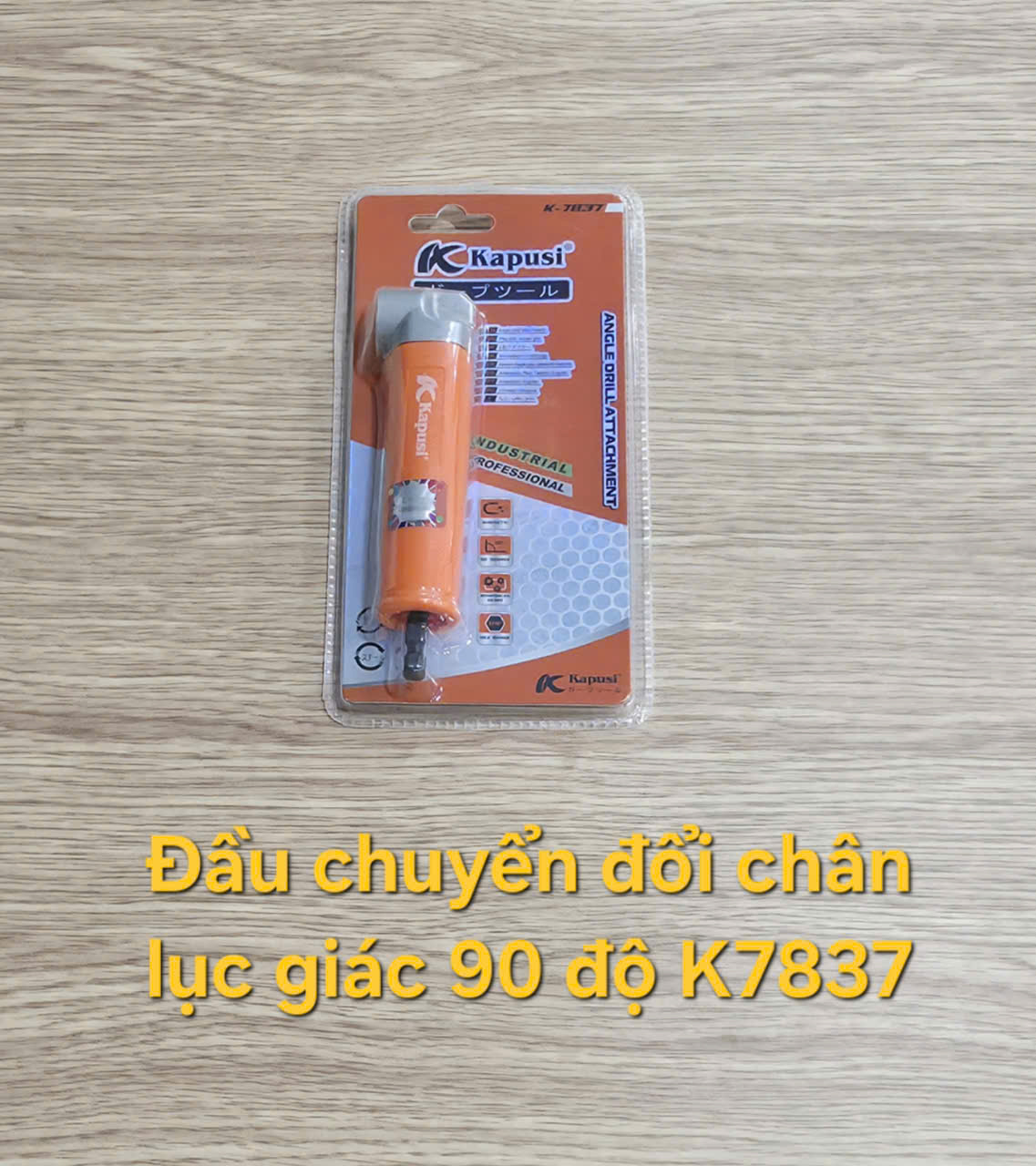 Đầu chuyển đổi chân lục giác vặn góc hẹp 90 độ hiệu Kapusi_K7837_(V8)