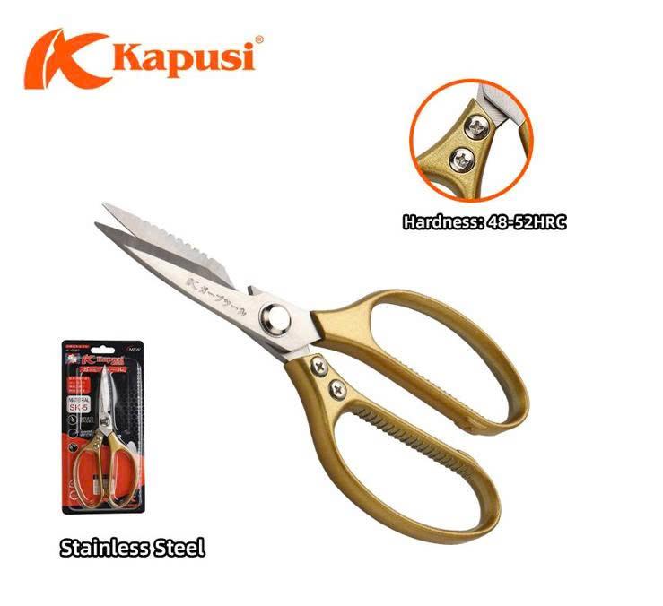 Kéo tay cầm VÀNG KPS_Răng cưa+ Khui bia_K8738 (30/120)_(V8)